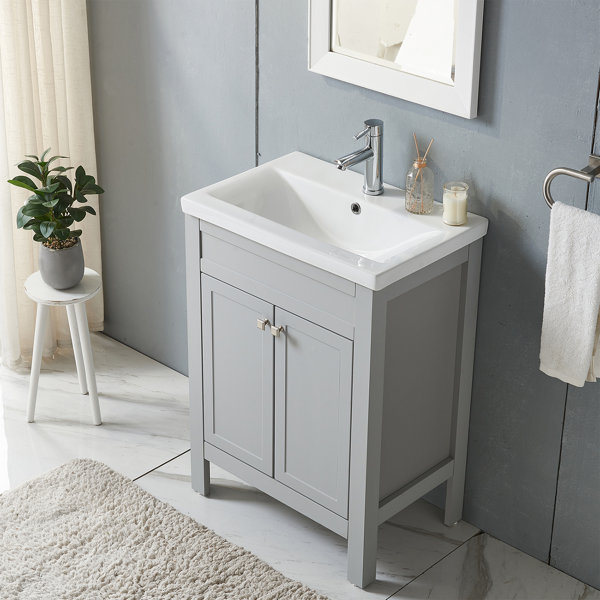 Winston Porter Jorien 24" Small Grey Free Standing Single Bathroom ...
